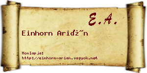 Einhorn Arián névjegykártya